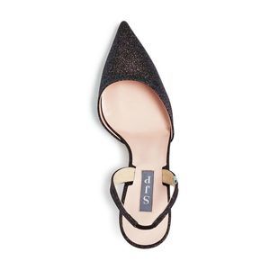 SJP Womens Black Glitter Bliss Pointed Toe Stiletto Slip On Dress Slingback 37